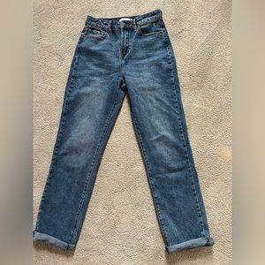 Dark Washed Straight Leg Jeans